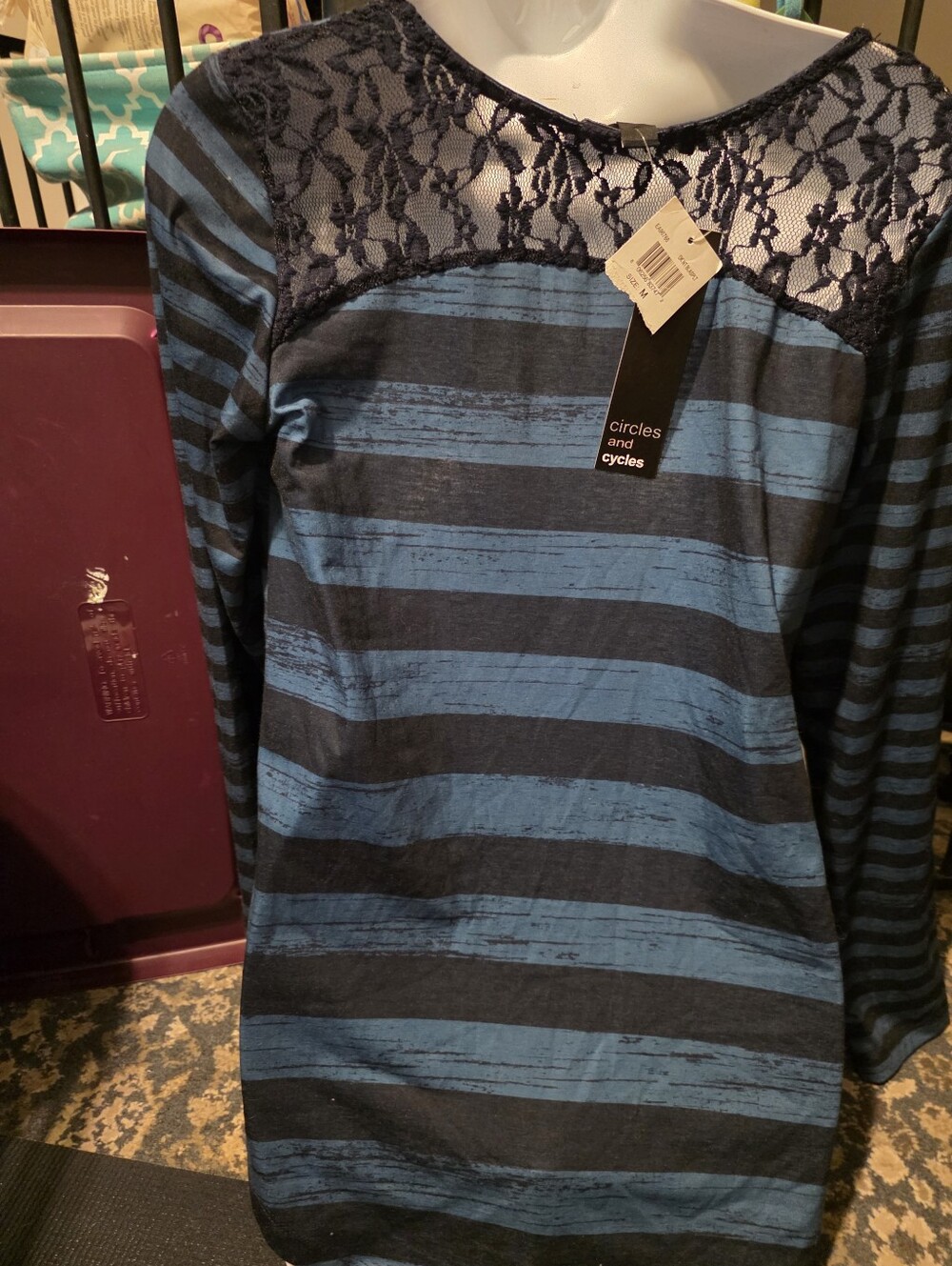 Circles and cycles partial laced back long sleeve Medium